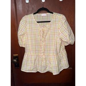 Pink Lily Checkered Blouse